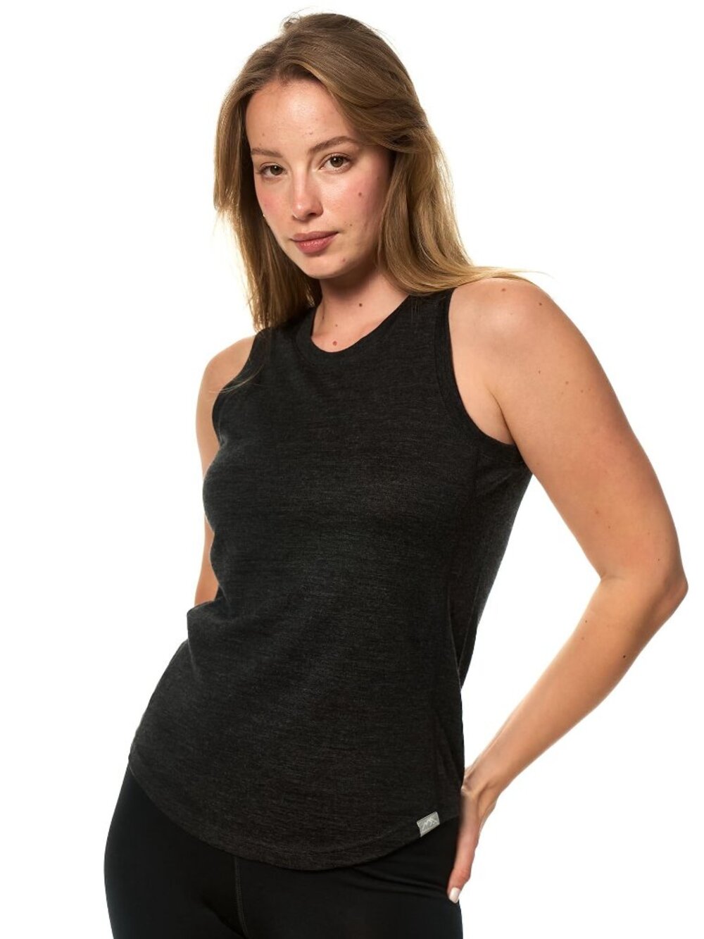 Merino.tech Merino Wool Tank Top Women - Charcoal Highneck